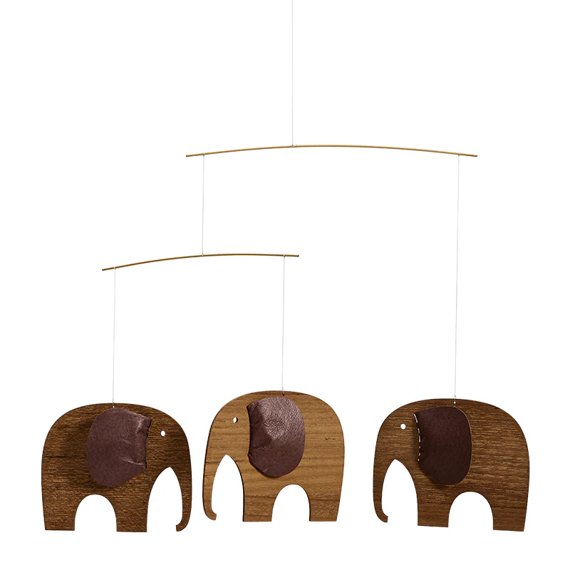 Mobiel n° 71 - Baby Elephants 3 Wood