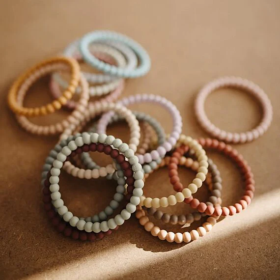 Bijtarmbandjes Silicone Bracelet Berry Marigold Khaki - Set van 3 - Image 3
