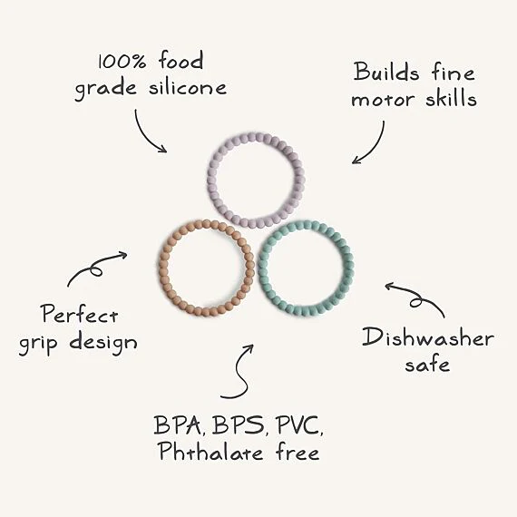 Bijtarmbandjes Silicone Bracelet Berry Marigold Khaki - Set van 3 - Image 4