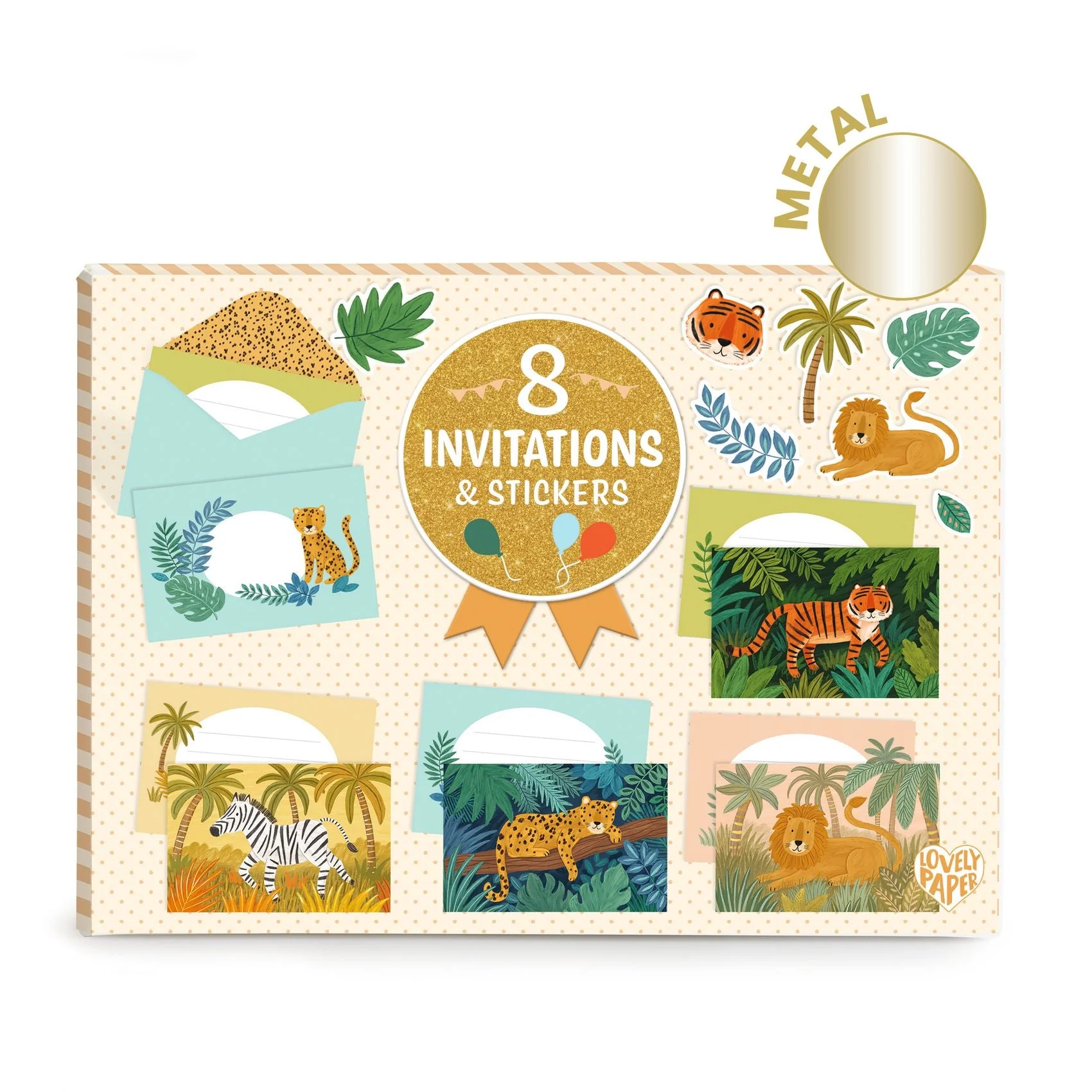 Set van 8 feestuitnodigingen - Dieren van de Jungle - Image 4