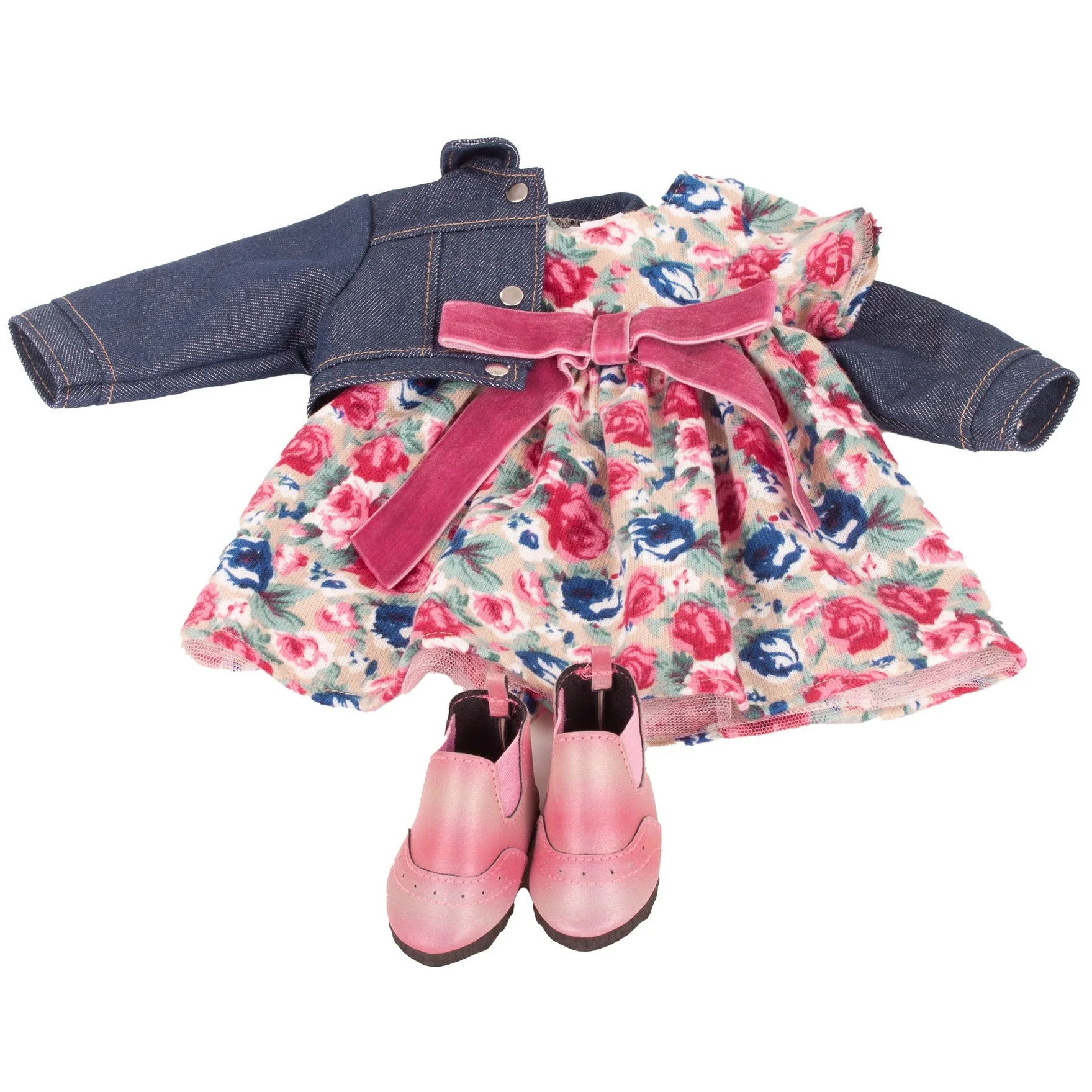 Poppenoutfit Boutique Combi Denim Rose - voor staanpoppen 45-50 cm