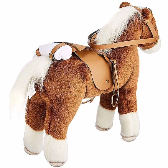 Bruin paard met zadel en teugel Boutique Springpaard - 27 cm - Image 3