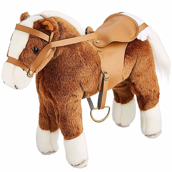Bruin paard met zadel en teugel Boutique Springpaard - 27 cm - Image 5
