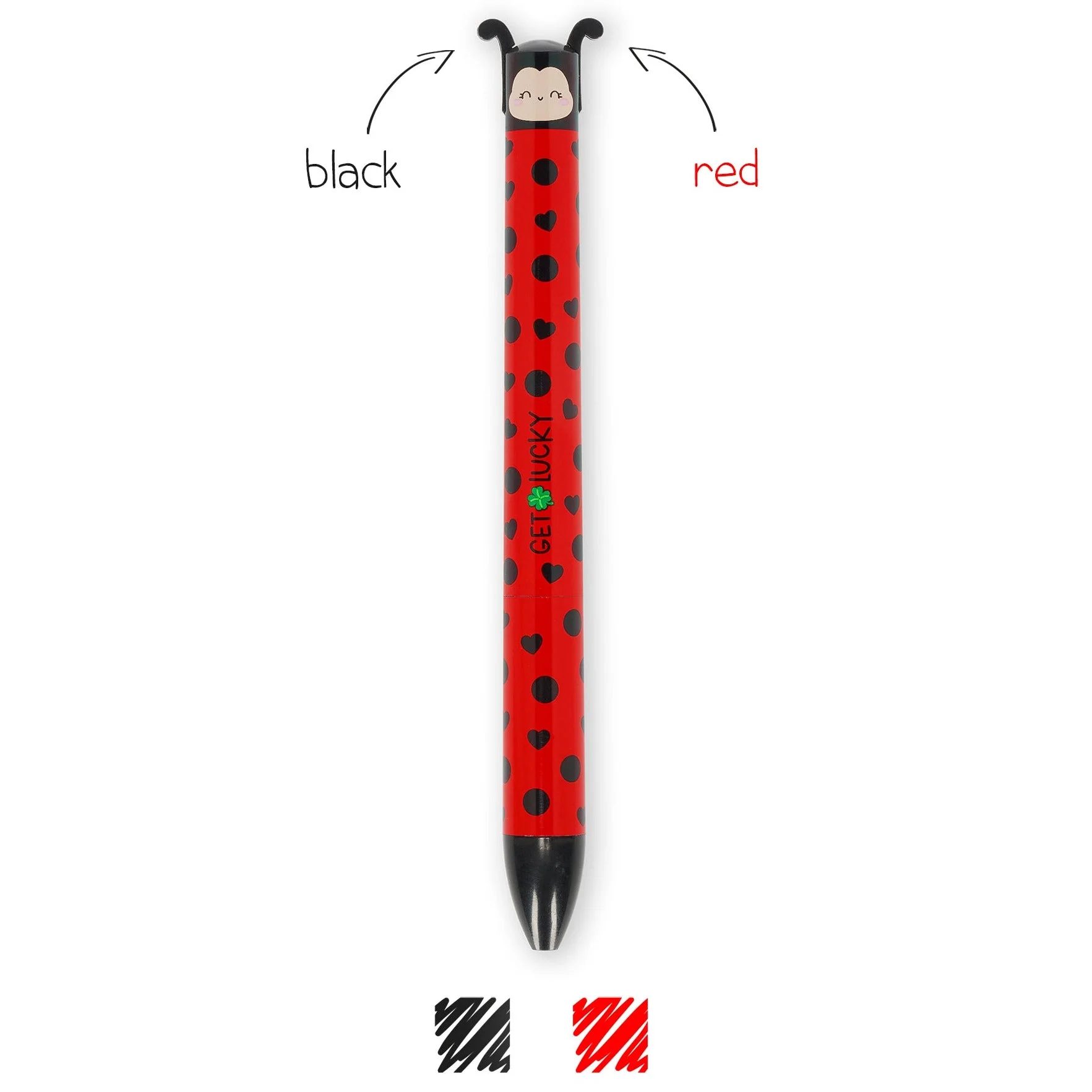 Tweekleurige pen Click&Clack - Ladybug