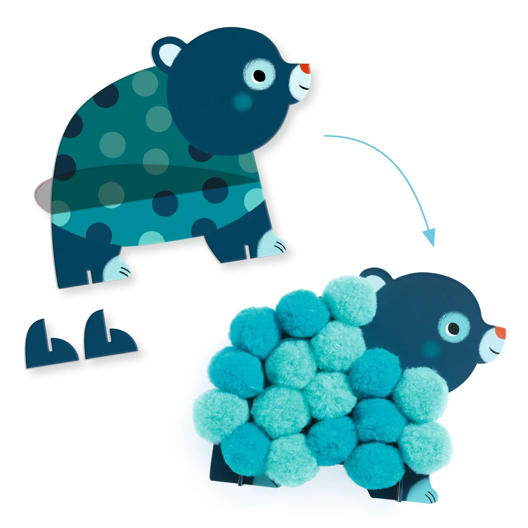 Knutselset Pomponcollage - Dieren en ronde pompons - Image 3
