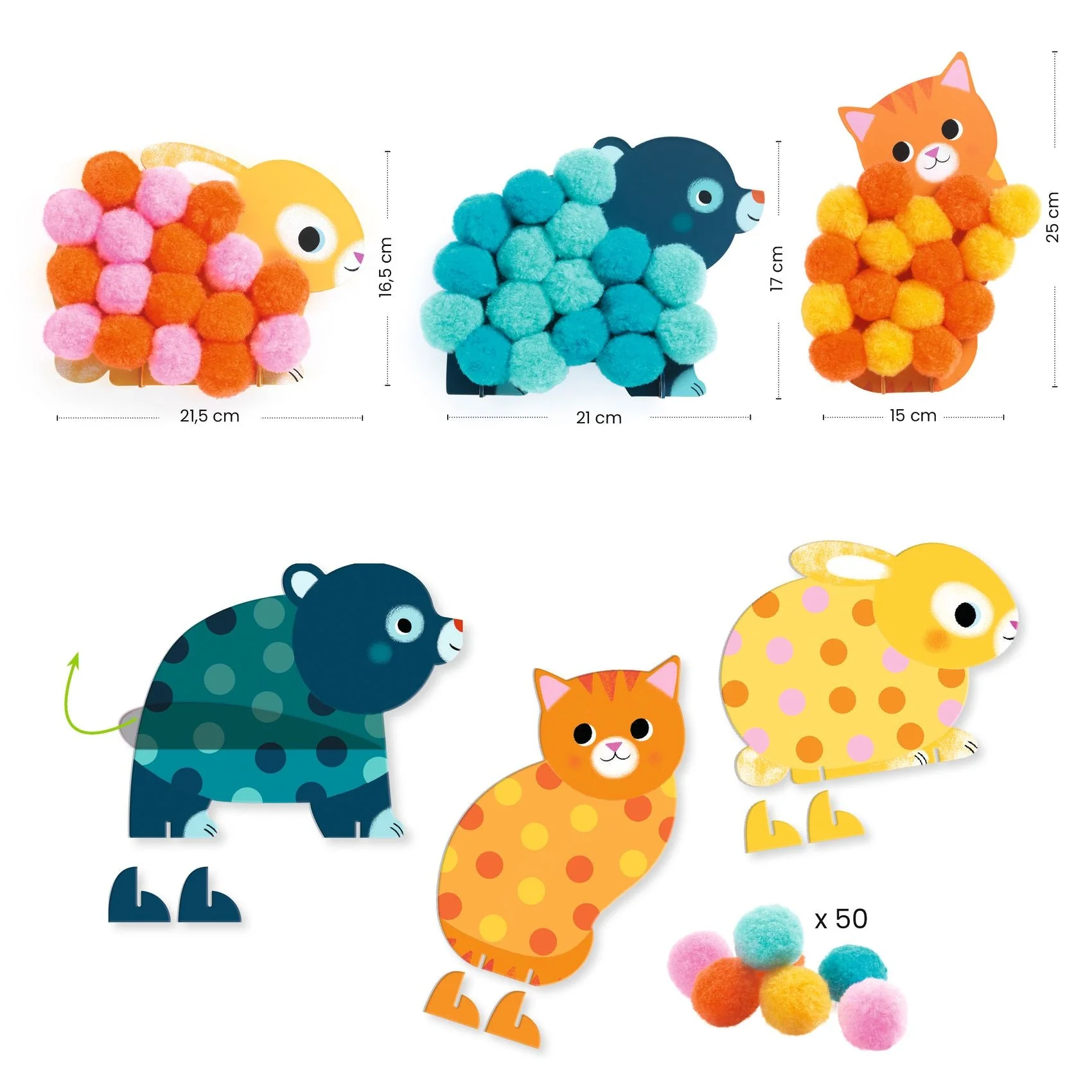 Knutselset Pomponcollage - Dieren en ronde pompons - Image 4