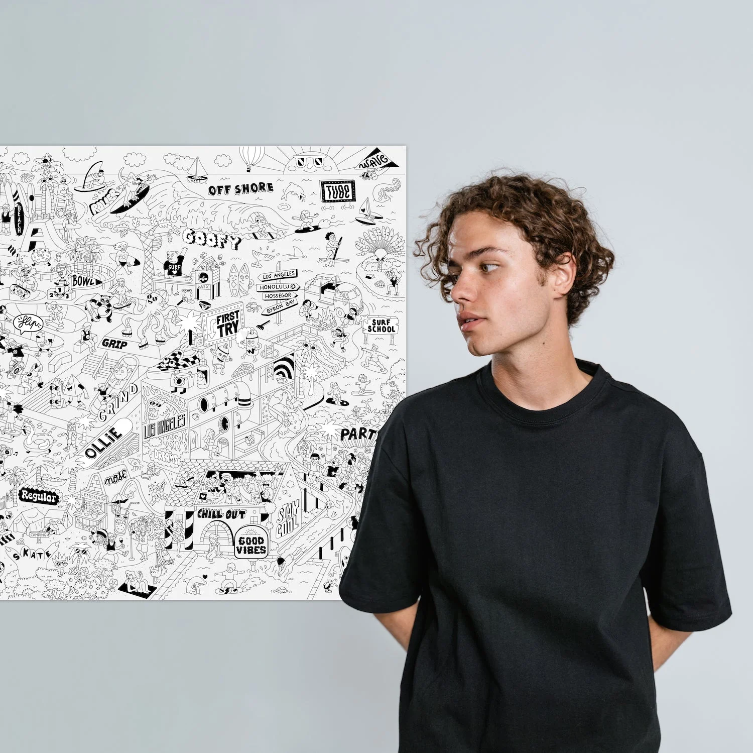 Grote kleurposter Giant Coloring Poster - Surf & skate - Image 4