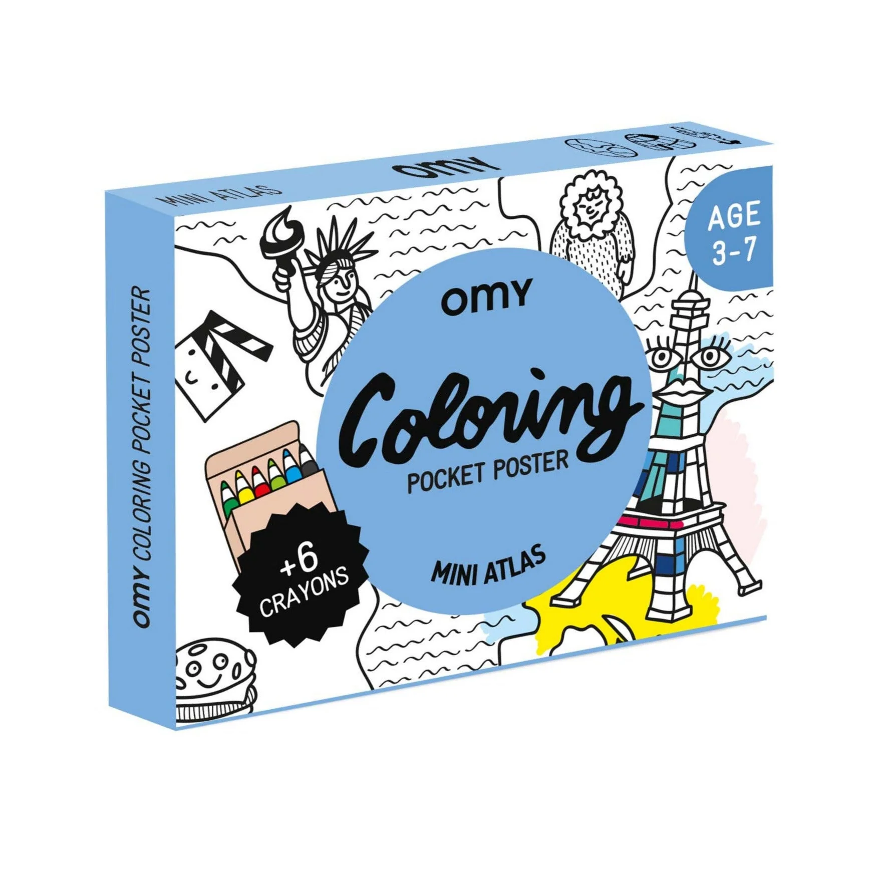 Kleurset Coloring Pocket Atlas - met 6 kleurpotloodjes