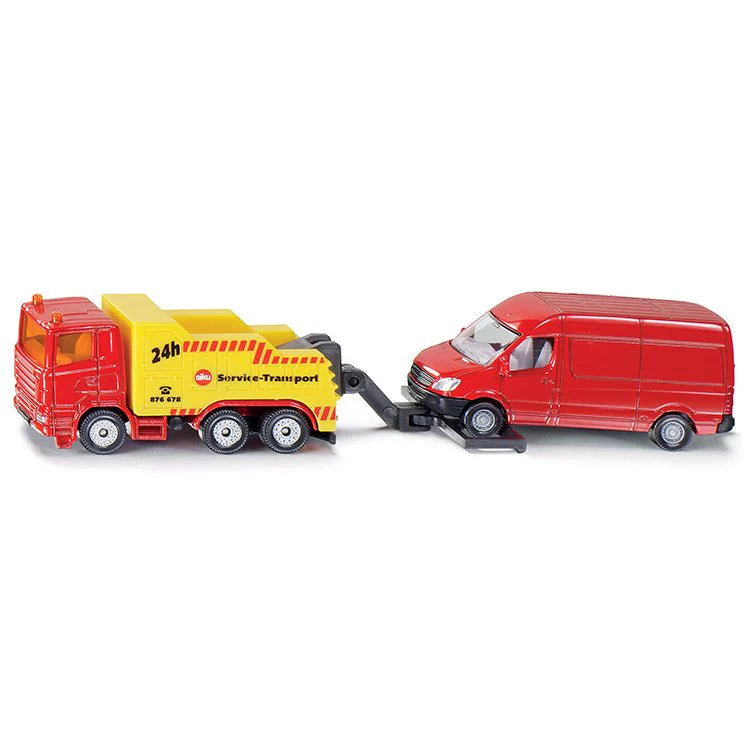 Takelwagen met rode camionette