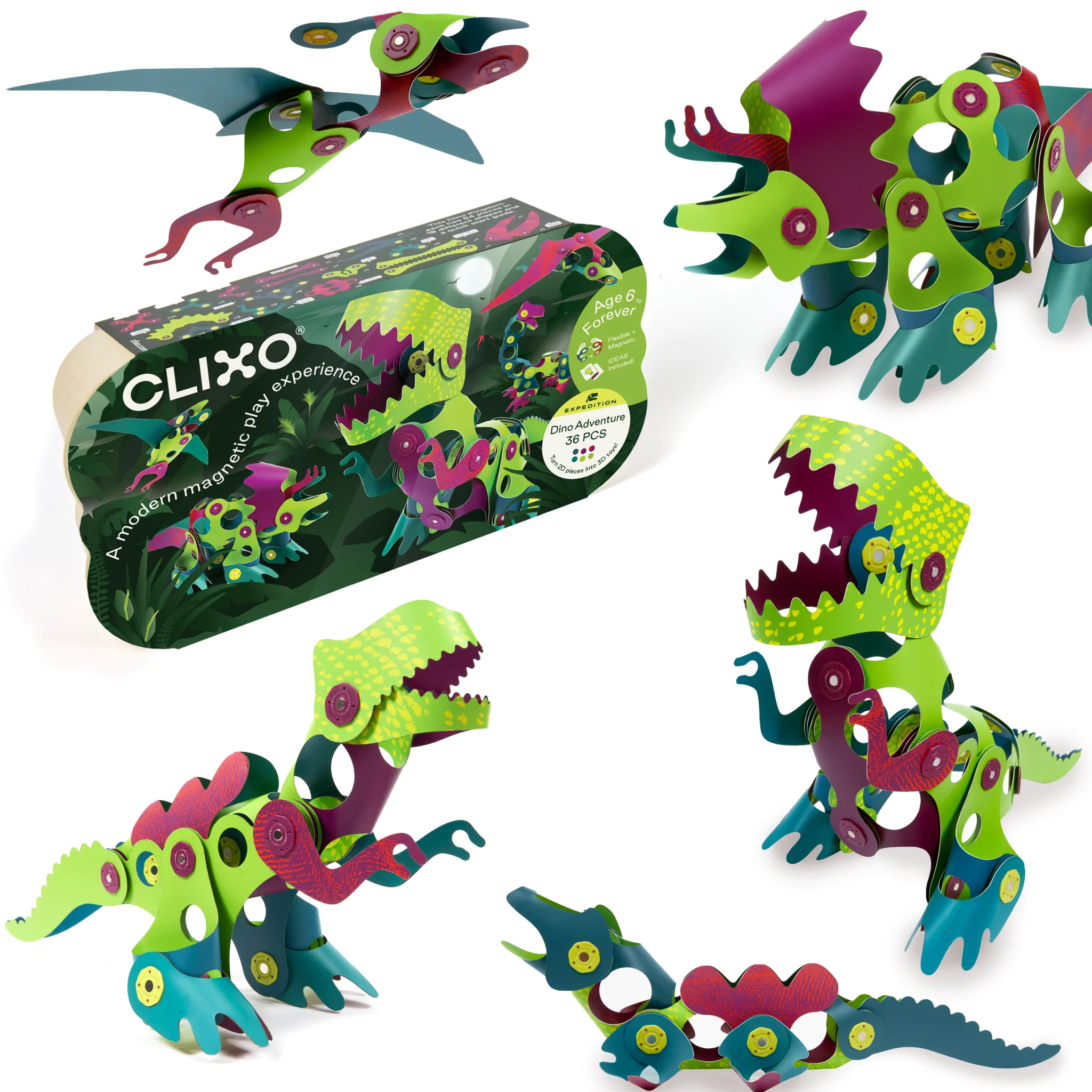 Magnetisch bouwspeelgoed Dino Adventure - set van 36 onderdelen