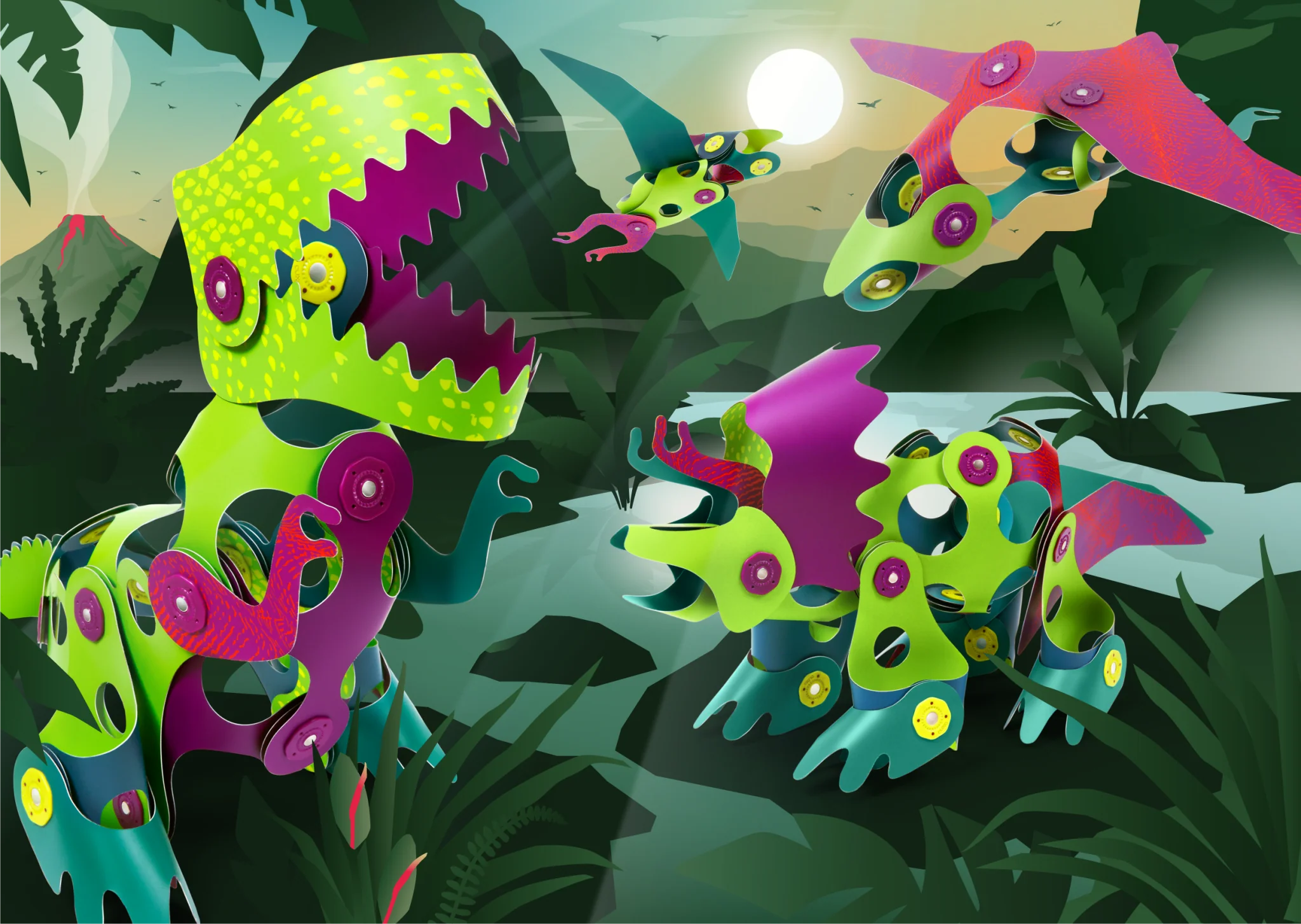 Magnetisch bouwspeelgoed Dino Adventure - set van 36 onderdelen - Image 4