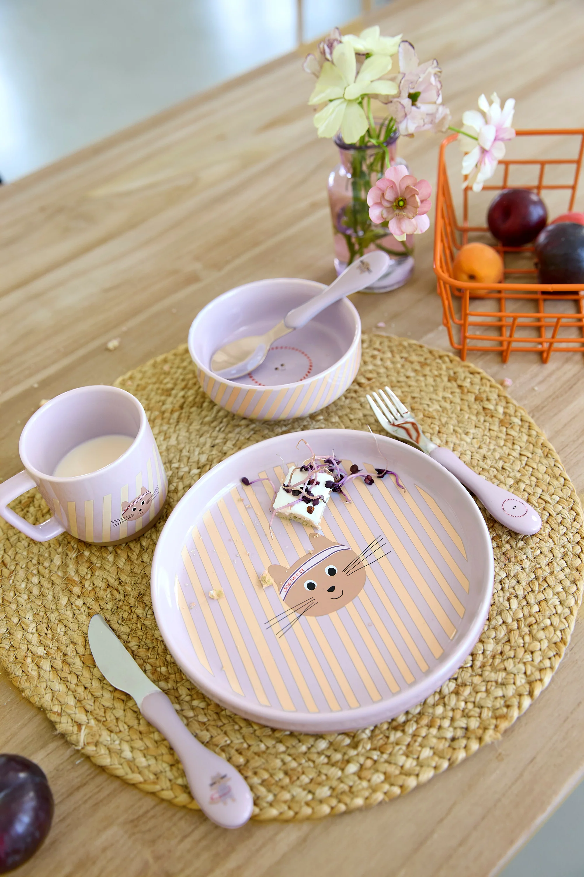 Porseleinen eetset met siliconen antislip Tiny Team Cat - set van 3 - Image 2