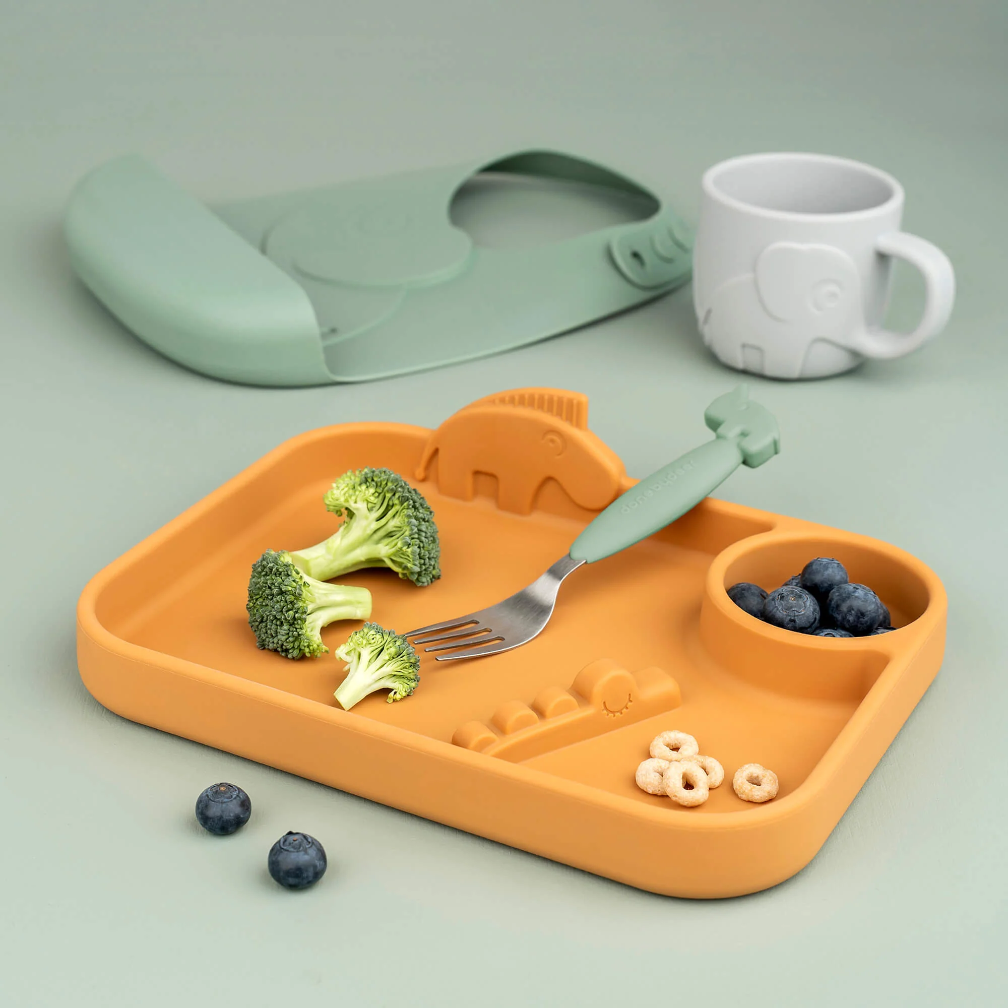 Kinderbestek Easy-grip cutlery set Deer friends Green - set van 3 - Image 4