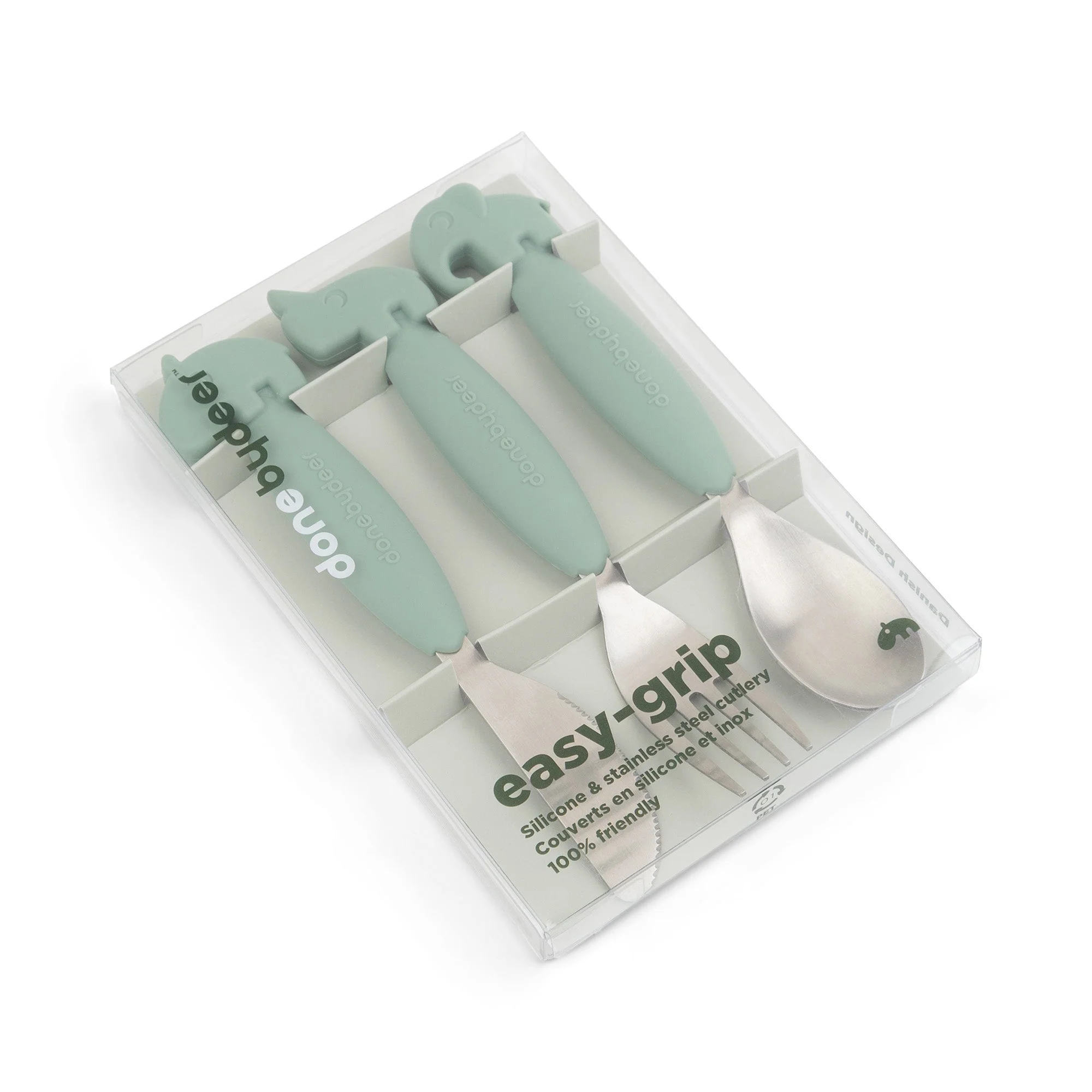 Kinderbestek Easy-grip cutlery set Deer friends Green - set van 3 - Image 5