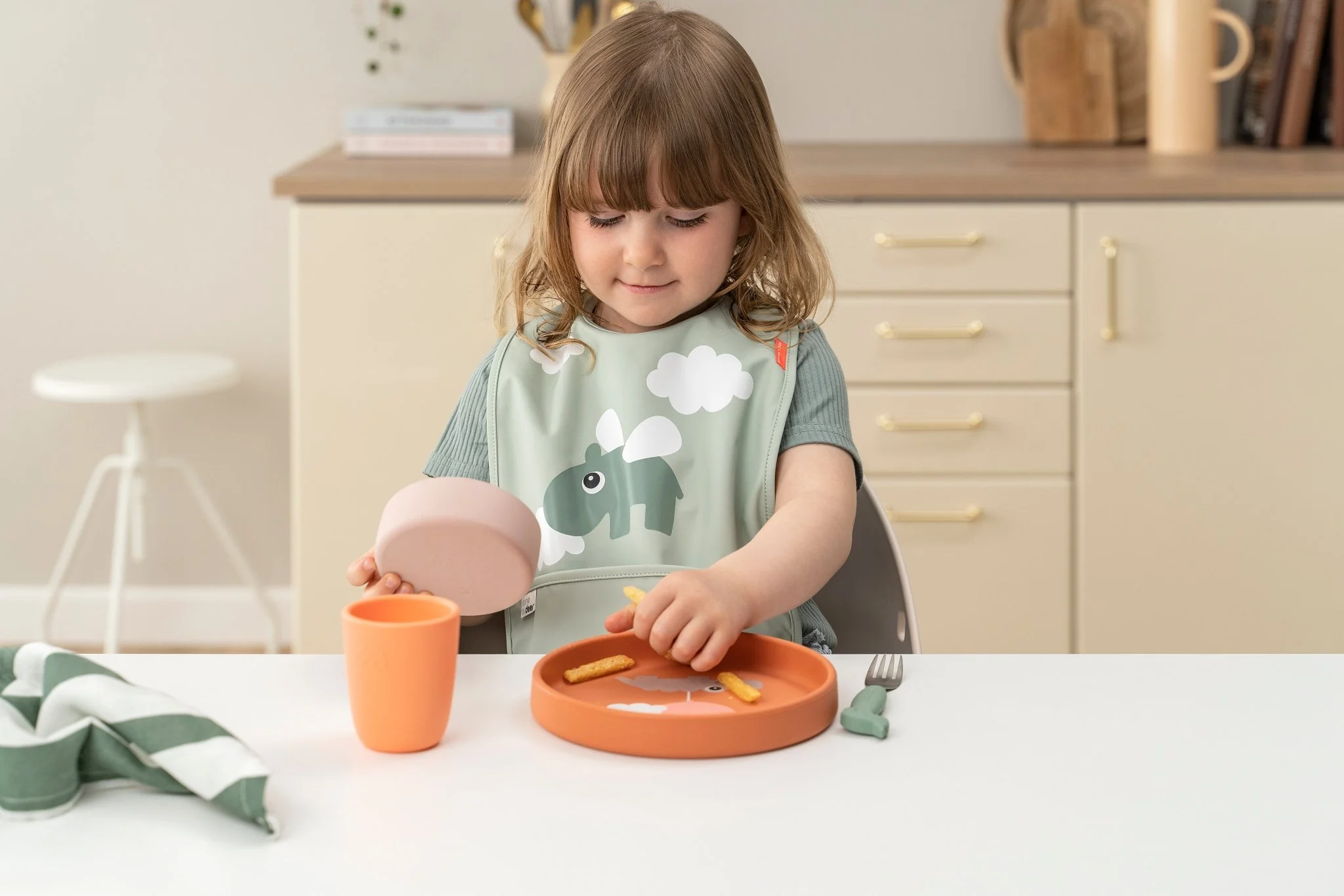 Kinderbestek Easy-grip cutlery set Deer friends Green - set van 3 - Image 6