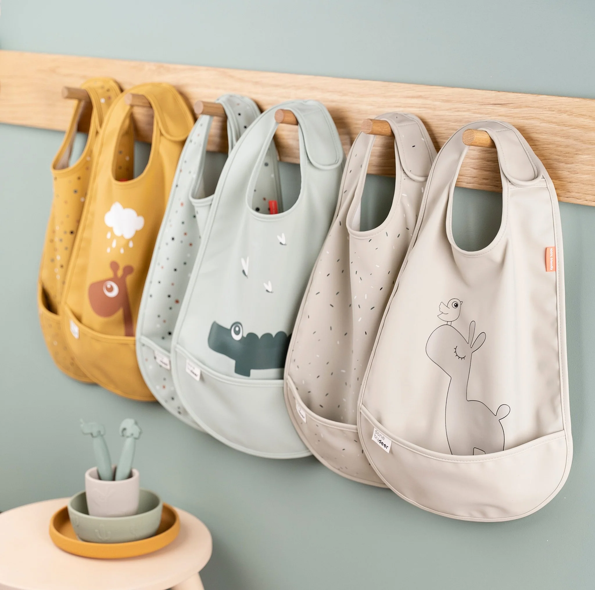 Kinderbestek Easy-grip cutlery set Deer friends Green - set van 3 - Image 7