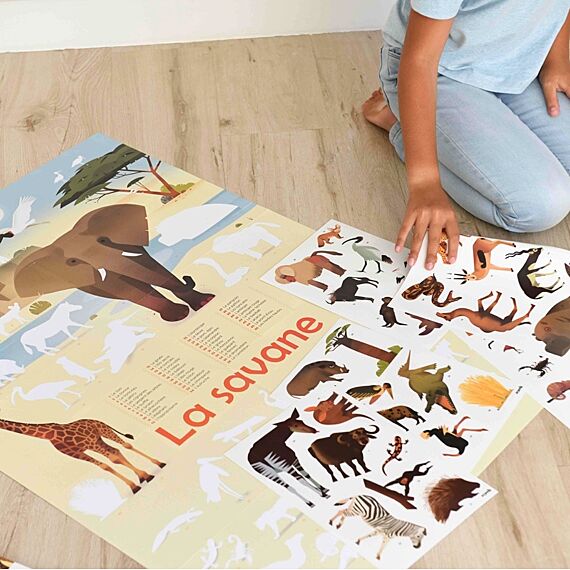 Educatieve Xxl Poster + 42 Stickers Savanne - 5-12 Jaar - Image 3