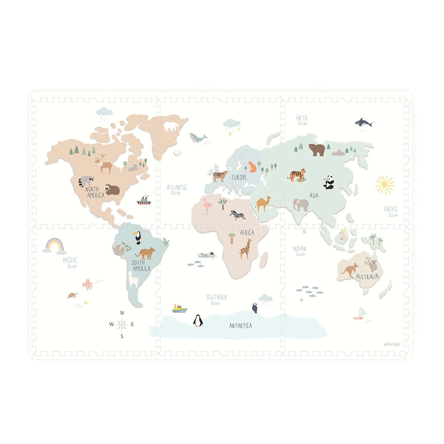 Speelmat EEVAA 3-in-1 – Worldmap Colour Design