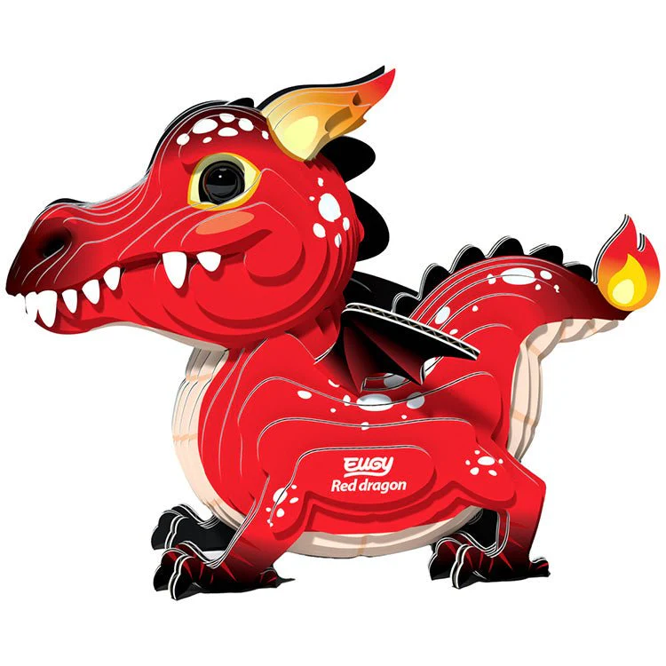 3D puzzel - Fantasie Draak Rood