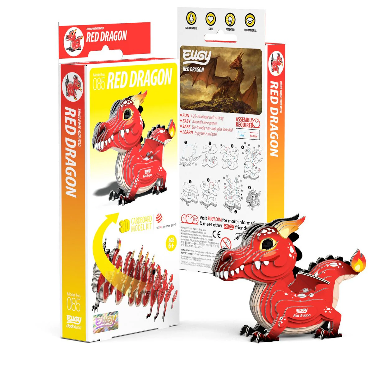 3D puzzel - Fantasie Draak Rood - Image 5