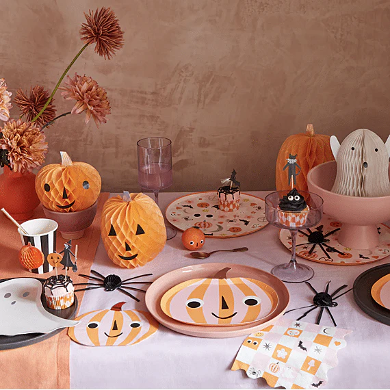 Feestbordjes Pumpkin Pink & Orange Stripy - set van 8 - Image 2