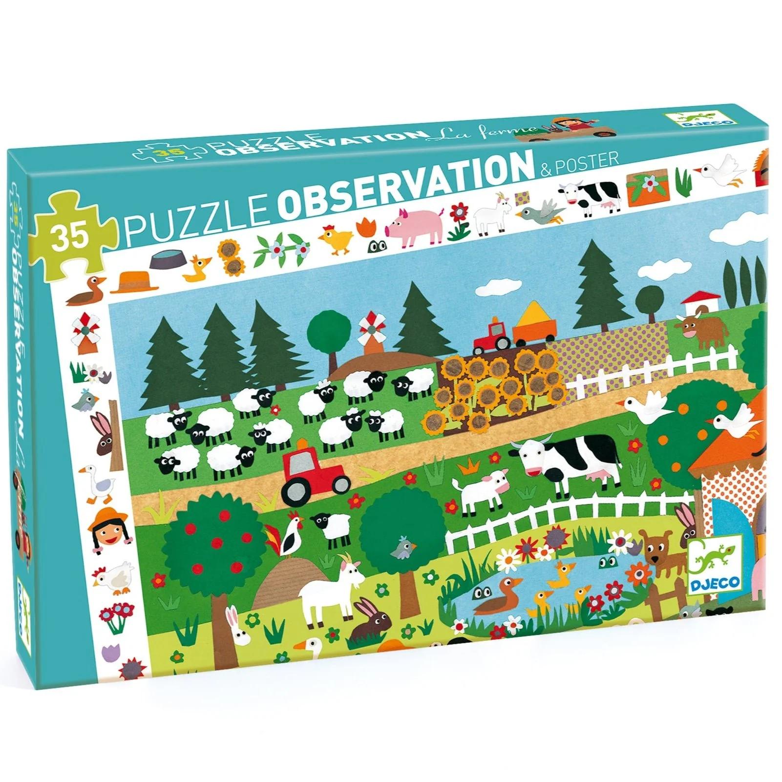 Observatiepuzzel De Boerderij - 35 stukjes + poster