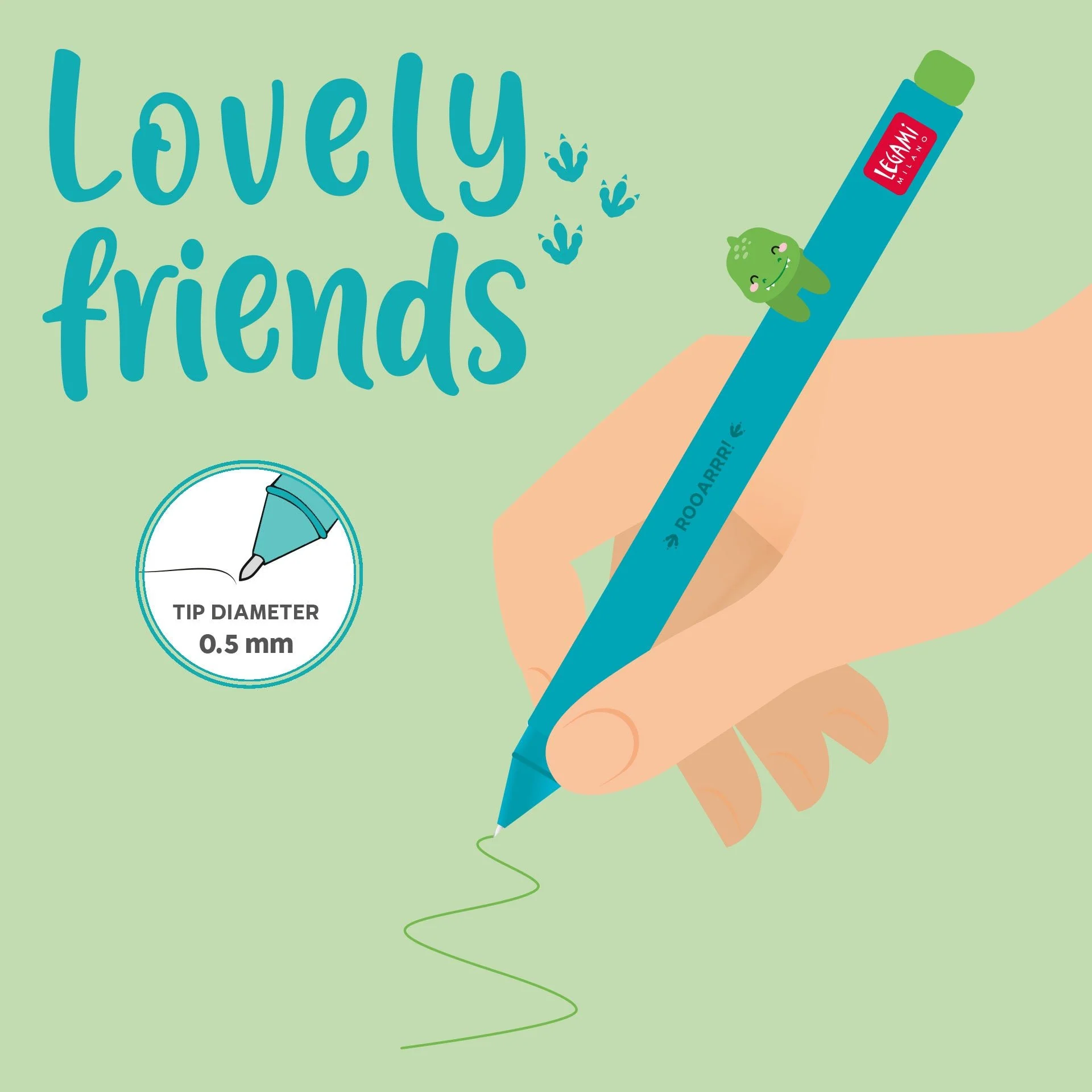 Gel Pen With Animal Decoration - Lovely Friends - Dino - Image 3