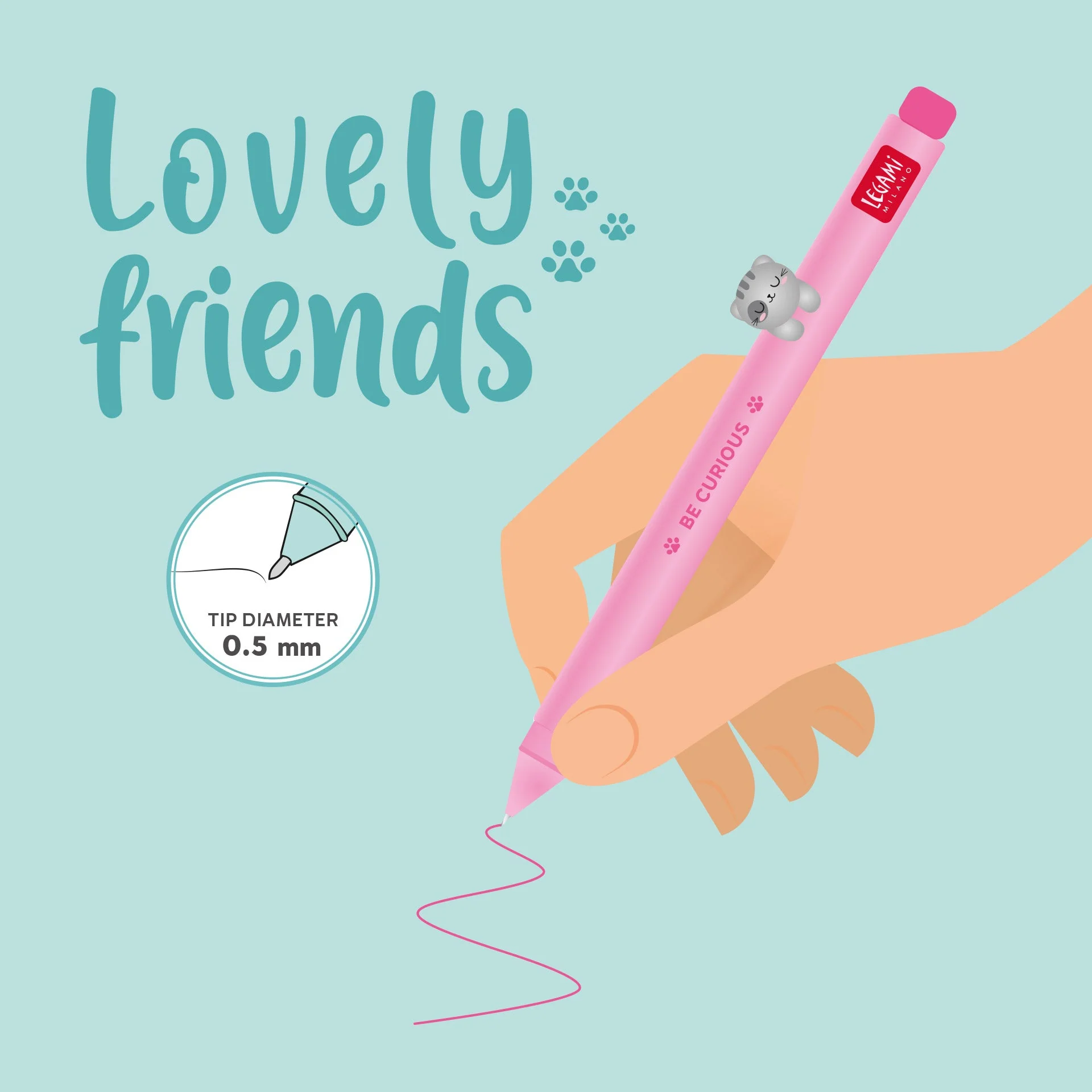 Gel Pen With Animal Decoration Lovely Friends - Kitty - Image 4