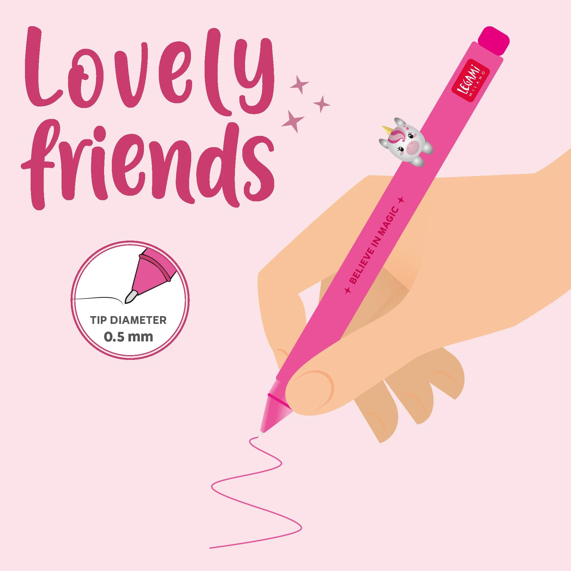 Gel Pen With Animal Decoration Lovely Friends - Unicorn - Image 3