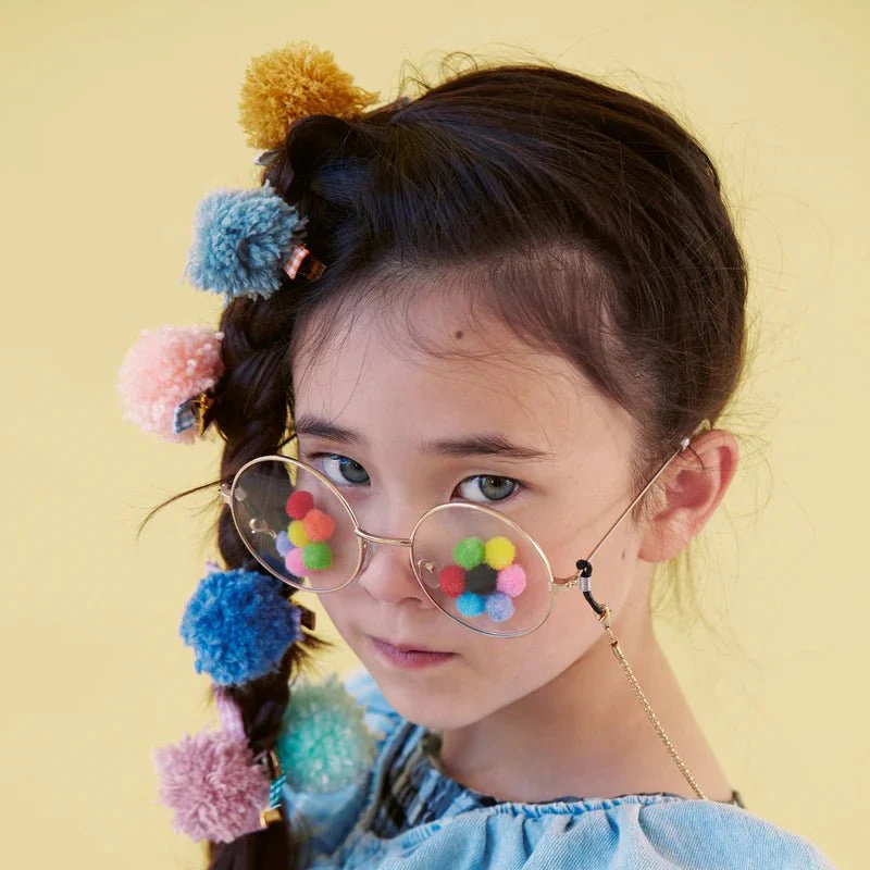 Haarclips Gingham Big Pompom Hair Clips - set van 6 - Image 2