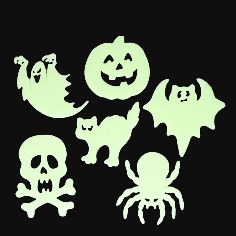 Glow in the dark stick-on shapes - Spooky - set van 12 - Image 2
