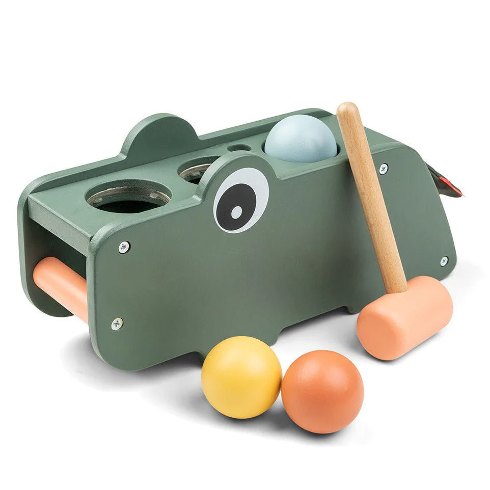 Houten hamerbankje - Croco Green