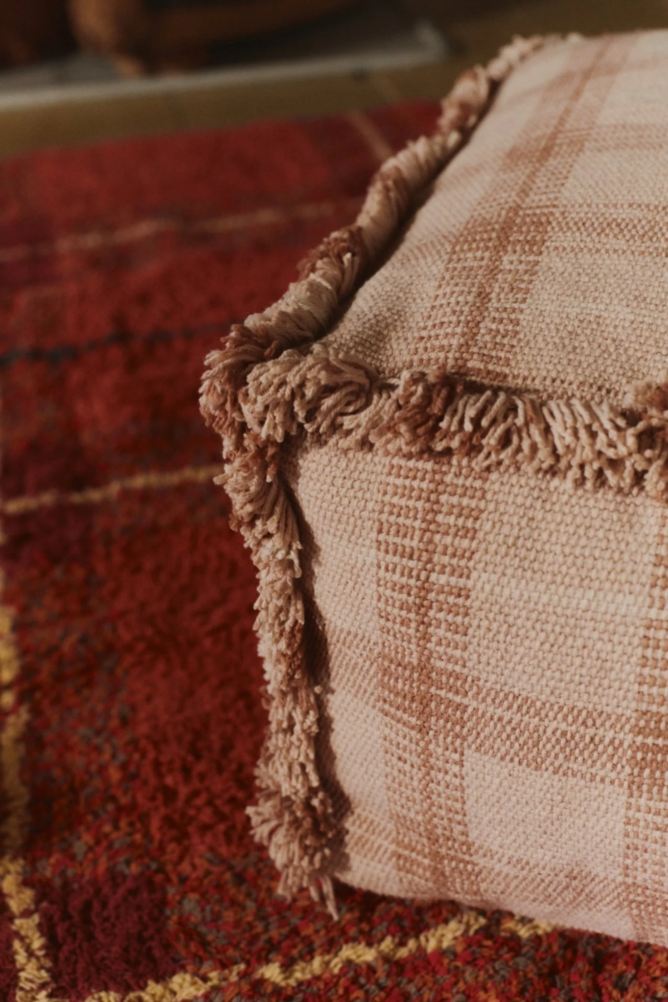 Poef Handloom Pouf Rose - 40 x 40 x 20 cm - Image 7