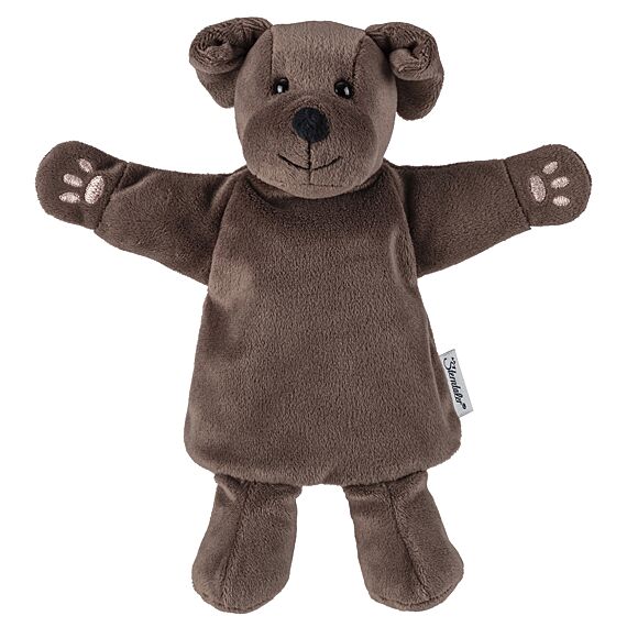 Handpop En Knuffeltje Hond - 23 cm