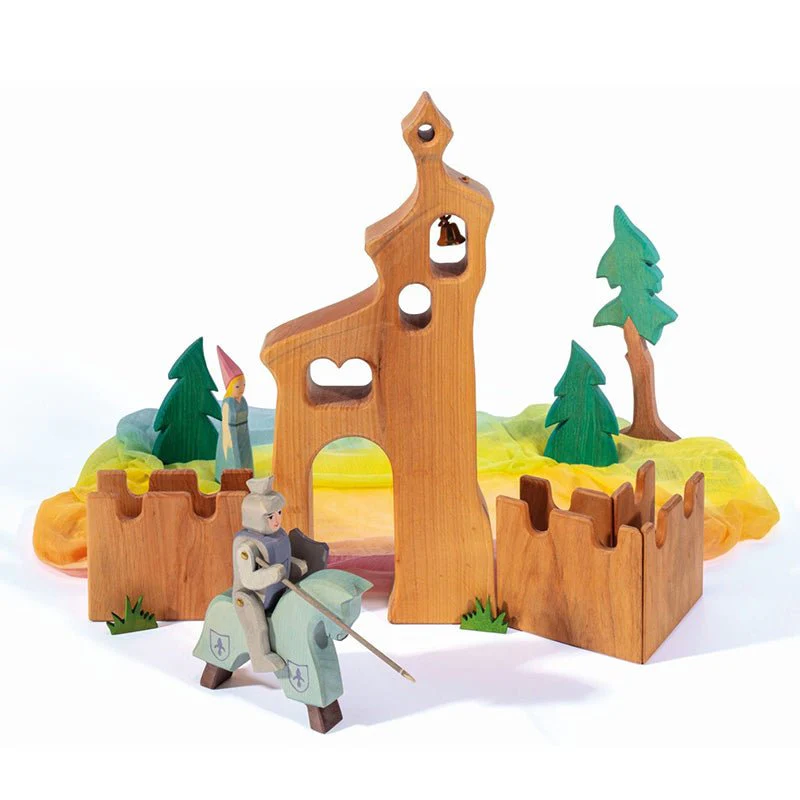 Houten speelfiguur - Paard voor blauwe ridder - Image 2
