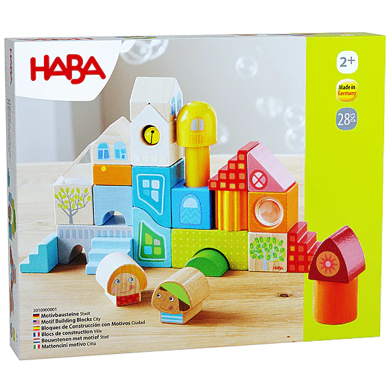 Houten Blokken - Bouwstenen Met Motief Stad - 28 Stuks - Image 3