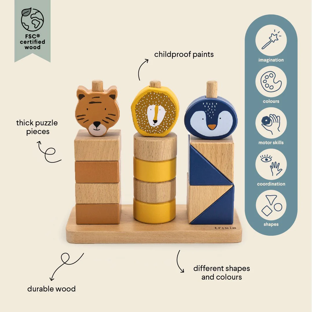 Houten dieren blokken stapelaar - Trixie - Image 2