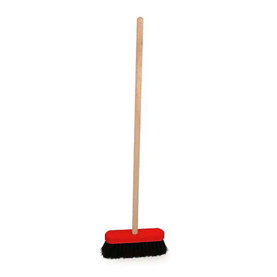 Houten Kinderbezem Rood En Zwart - 80 Cm