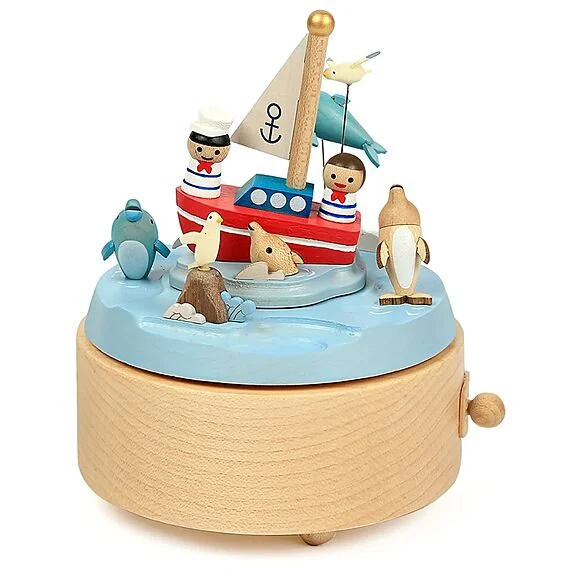 Houten Muziekdoos Sailors And Dolphins N°58