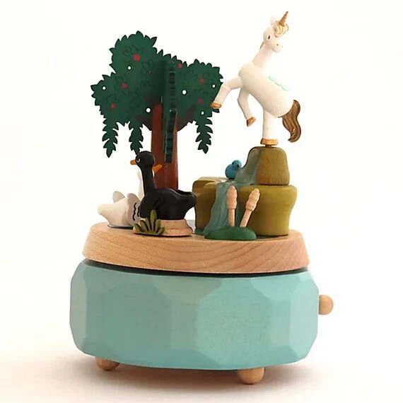 Houten Muziekdoos Unicorn With Swans N°51 - Image 3
