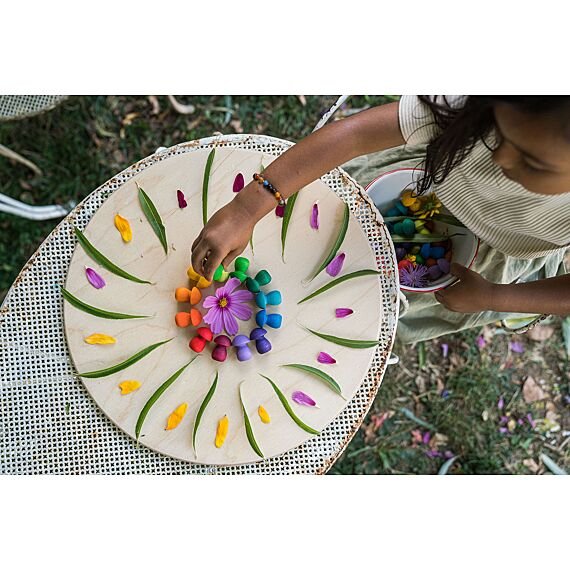 Houten Paddenstoelen Mandala Rainbow Mushrooms | 36 Stuks - Image 2