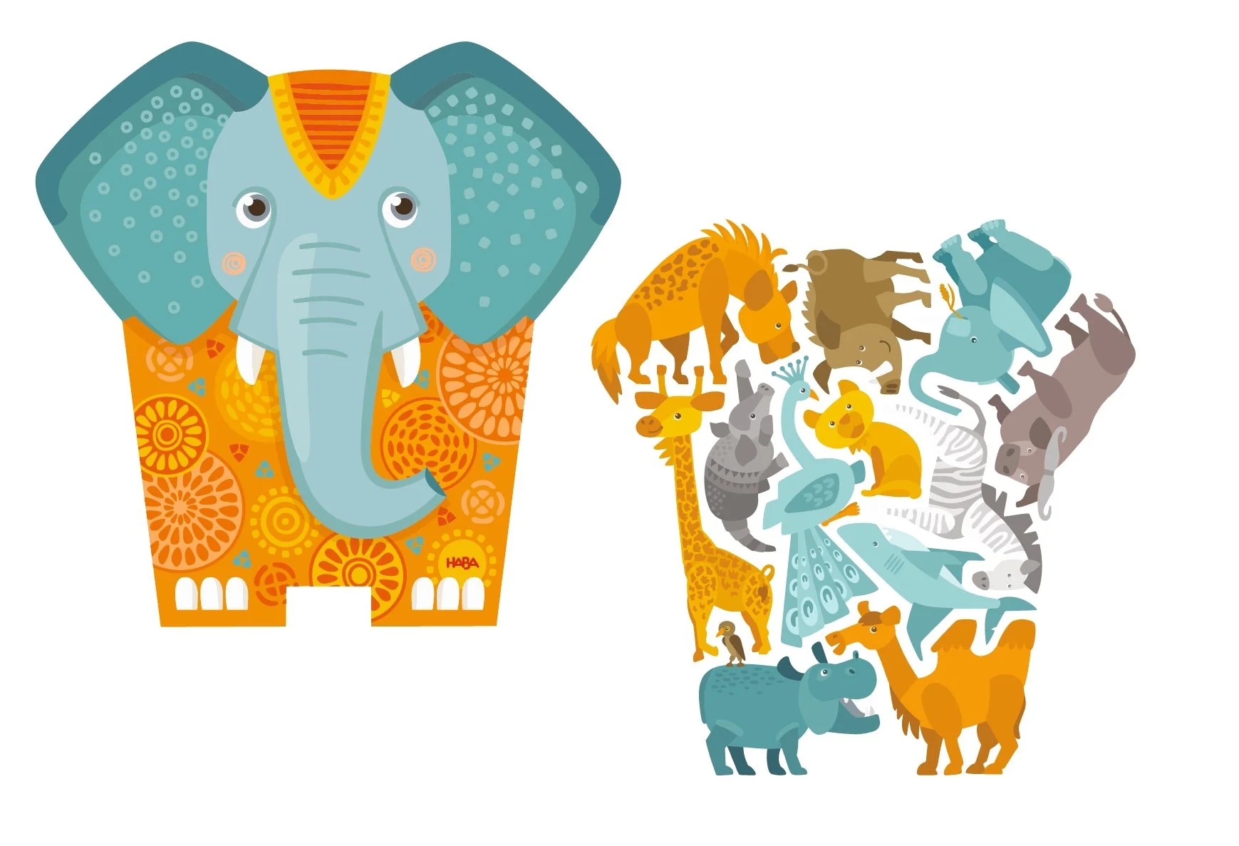 Houten Puzzel 2 In 1 Olifant - 12 stukjes - Image 2