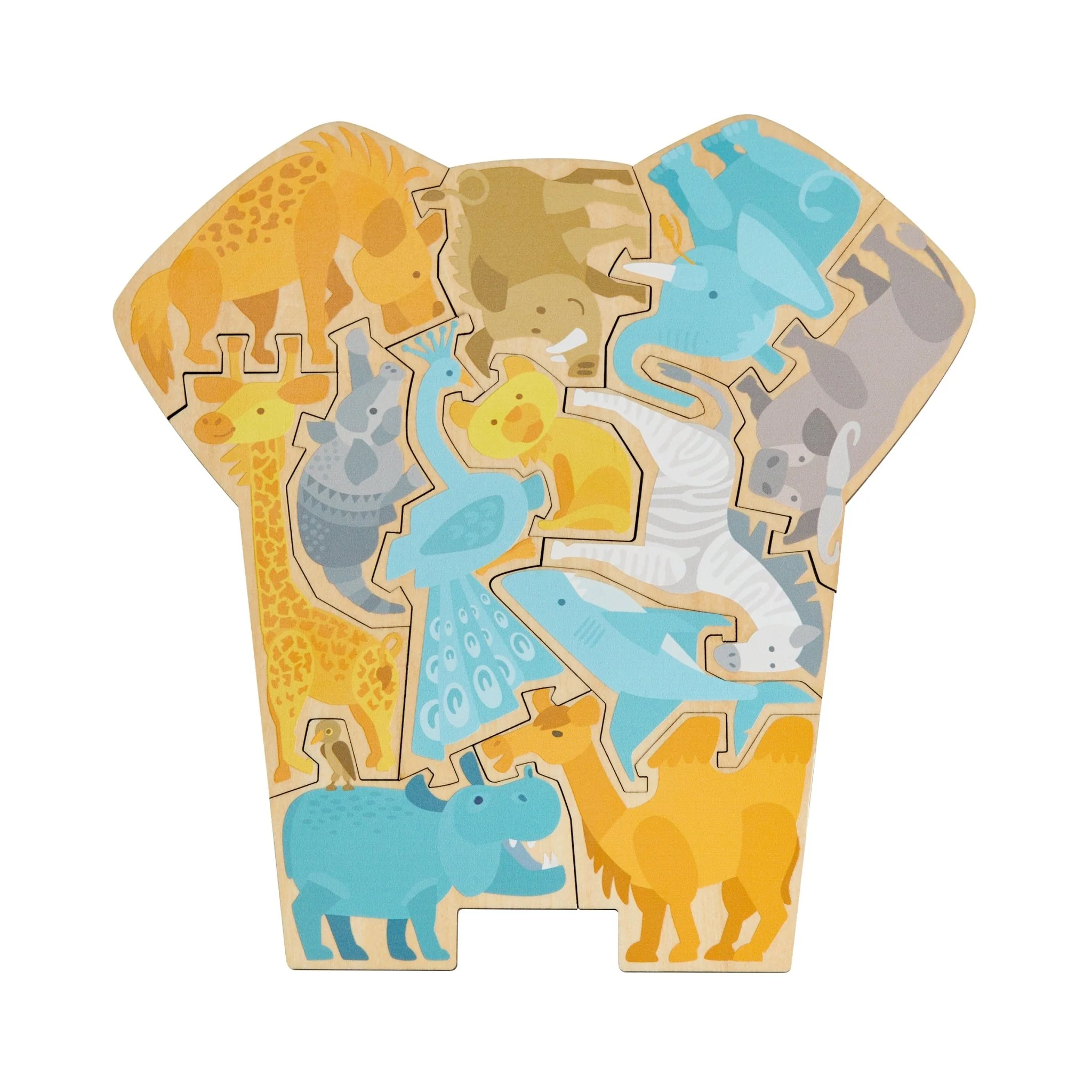 Houten Puzzel 2 In 1 Olifant - 12 stukjes - Image 6