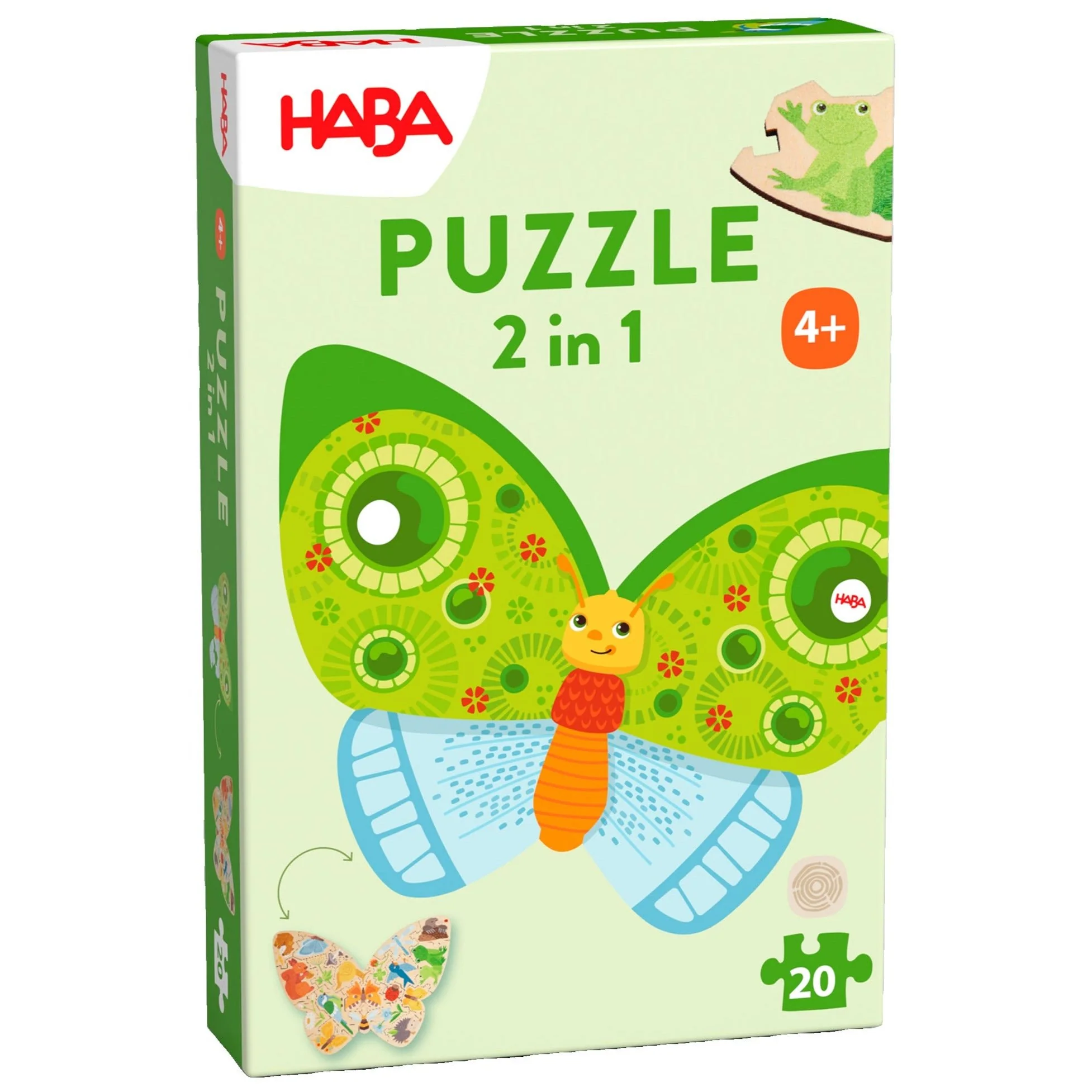 Houten Puzzel 2 In 1 Vlinder - 20 stukjes