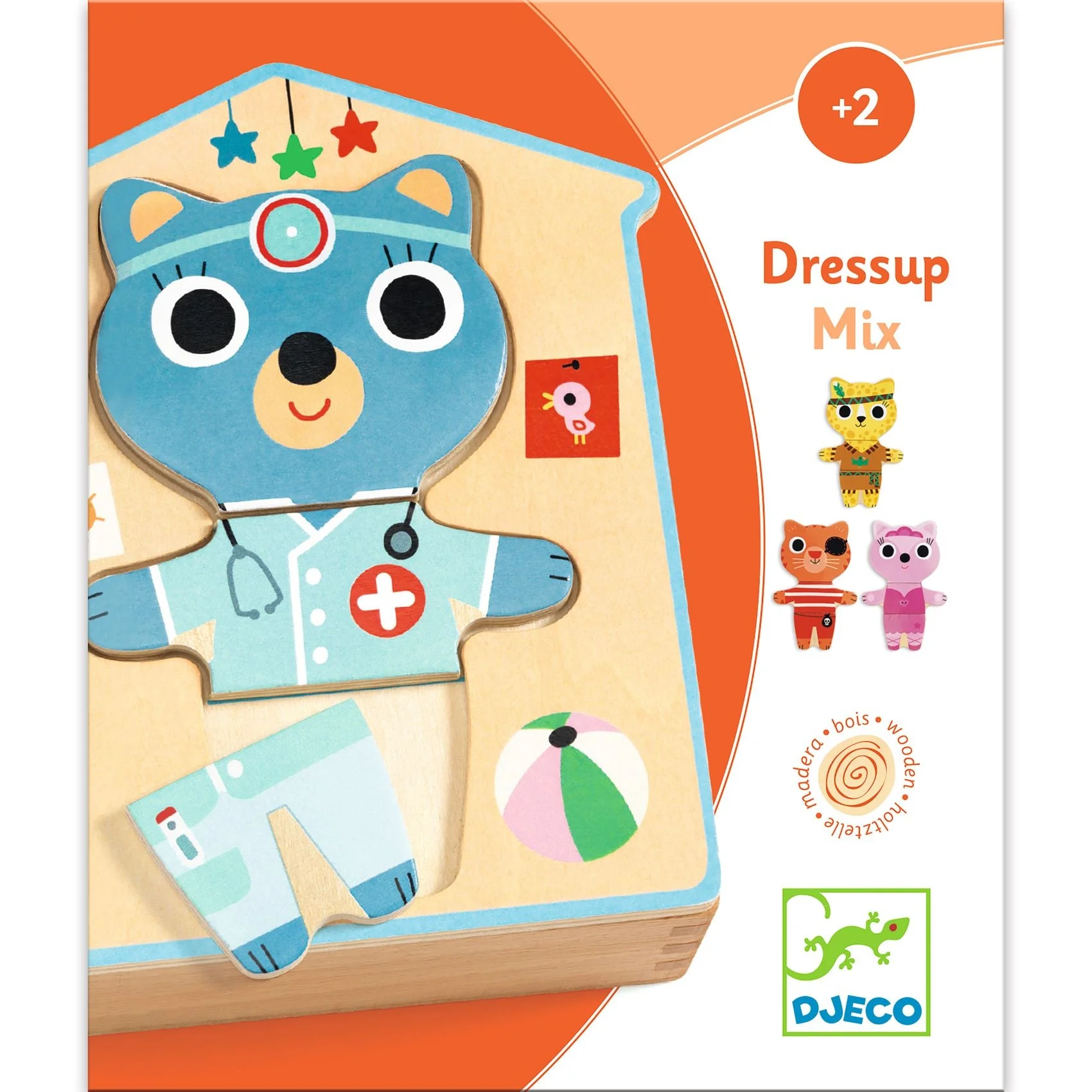 Houten Puzzel Dressup-Mix - 6 x 3 stukjes - Image 4