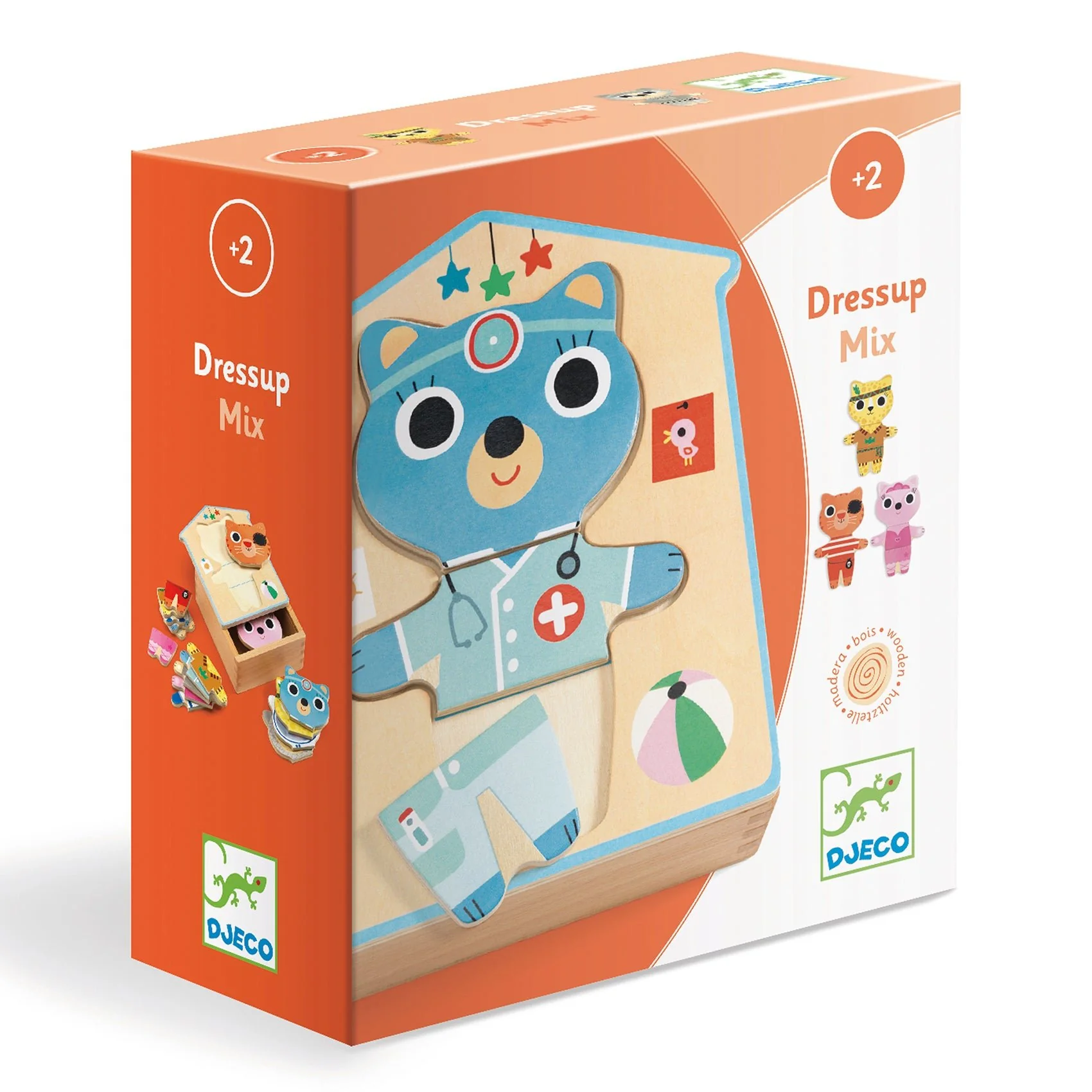 Houten Puzzel Dressup-Mix - 6 x 3 stukjes - Image 5