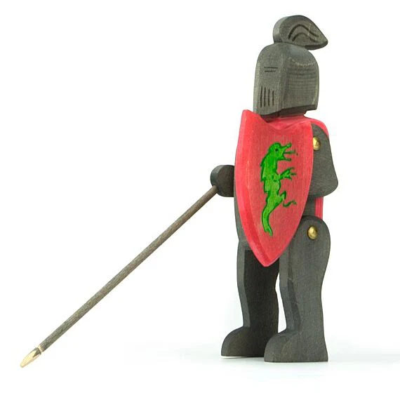 Houten Speelfiguur - Zwarte Ridder Met Paard - Image 4