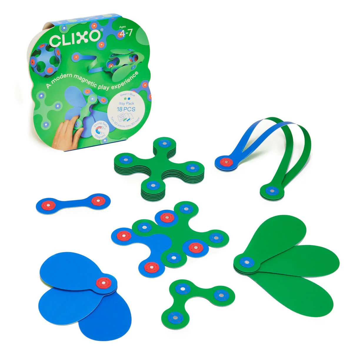 Magneetspeelgoed Itsy Pack Green / Blue - set van 18 onderdelen - Image 4