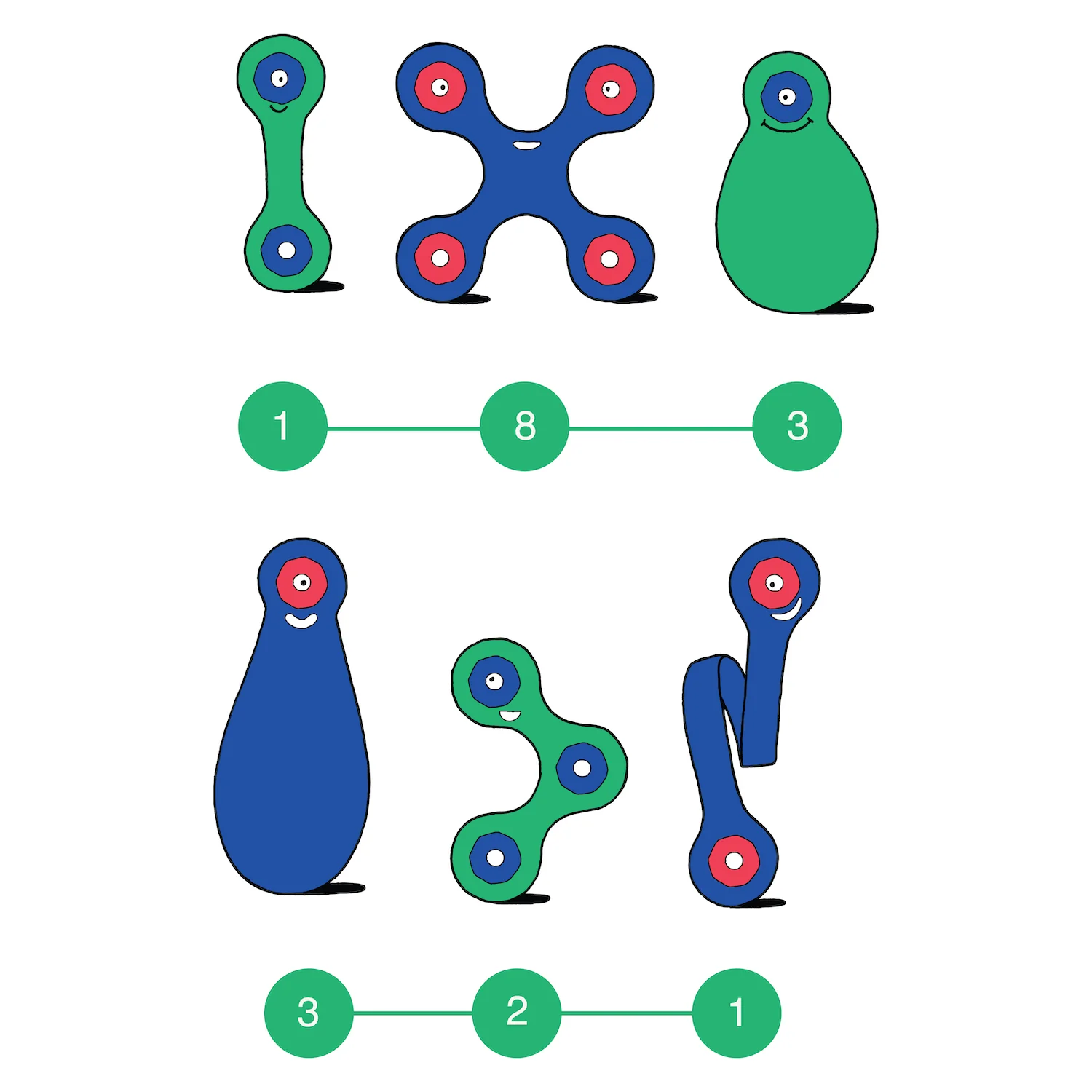 Magneetspeelgoed Itsy Pack Green / Blue - set van 18 onderdelen - Image 5