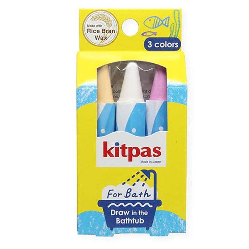 Kitpas Rice bran Wax Bath Crayons 3 Colors Shell - Yellow, White, Pink